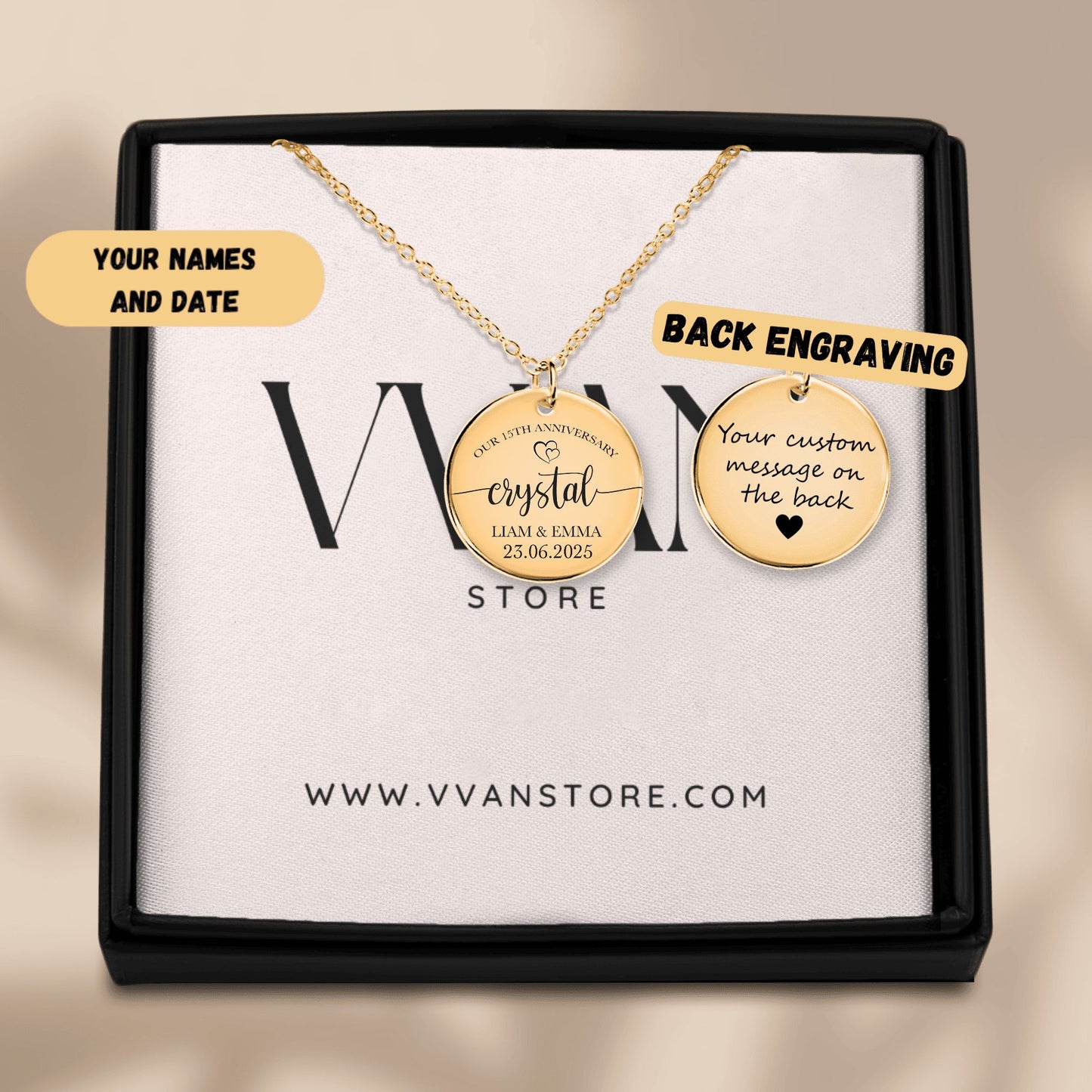 OWNPRINT 15th Crystal Anniversary Coin Necklace