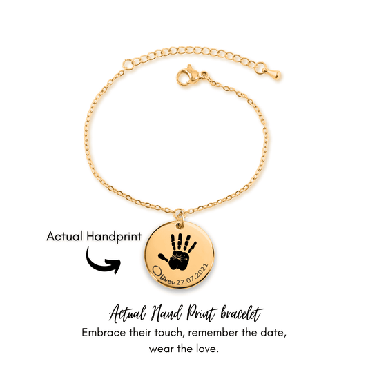 Actual Hand Print Coin Bracelet