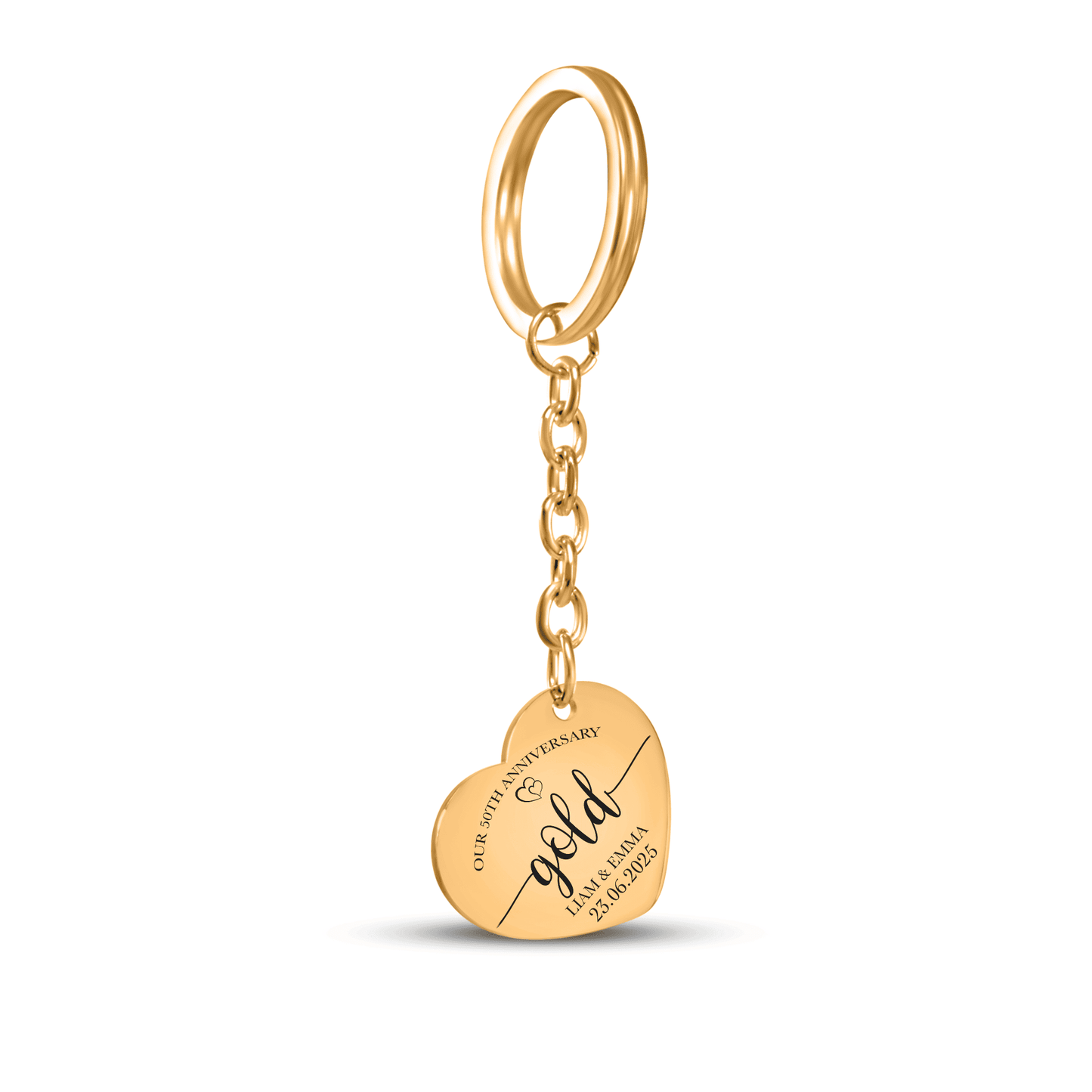 OWNPRINT 50th Gold Anniversary Heart Keychain