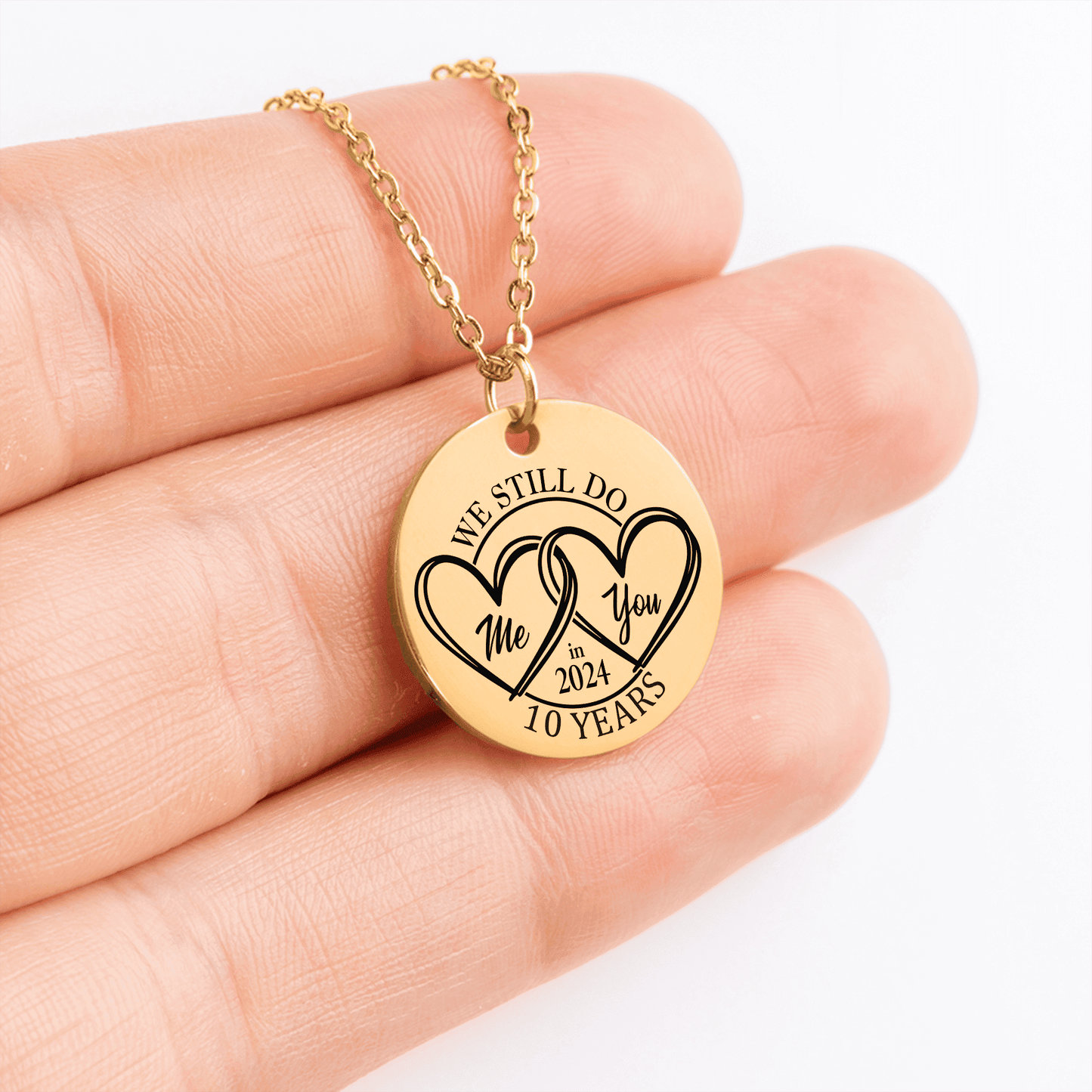 Personalized 10th Years Anniversary Coin Necklace