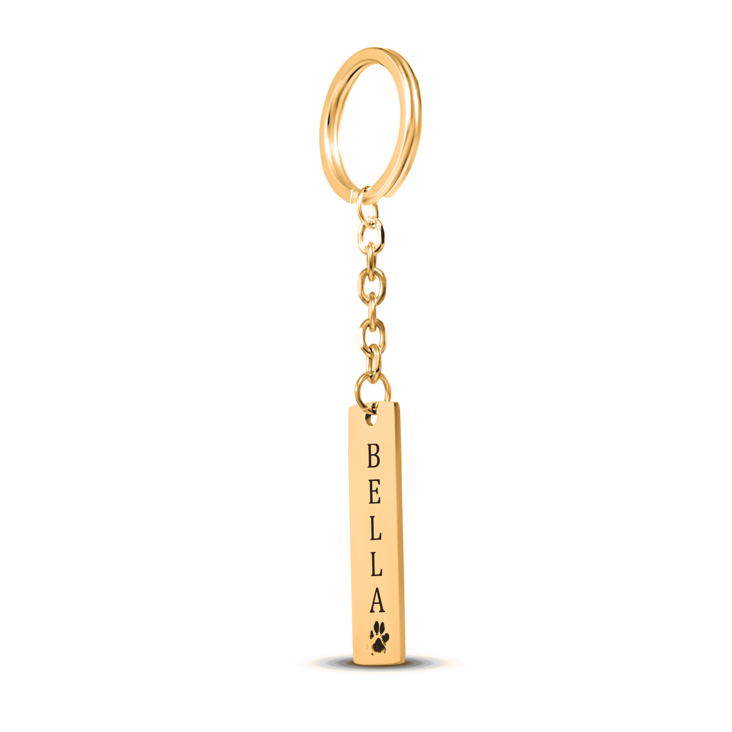 OWNPRINT Pet's Name & Paw Print Vertical Bar Keychain