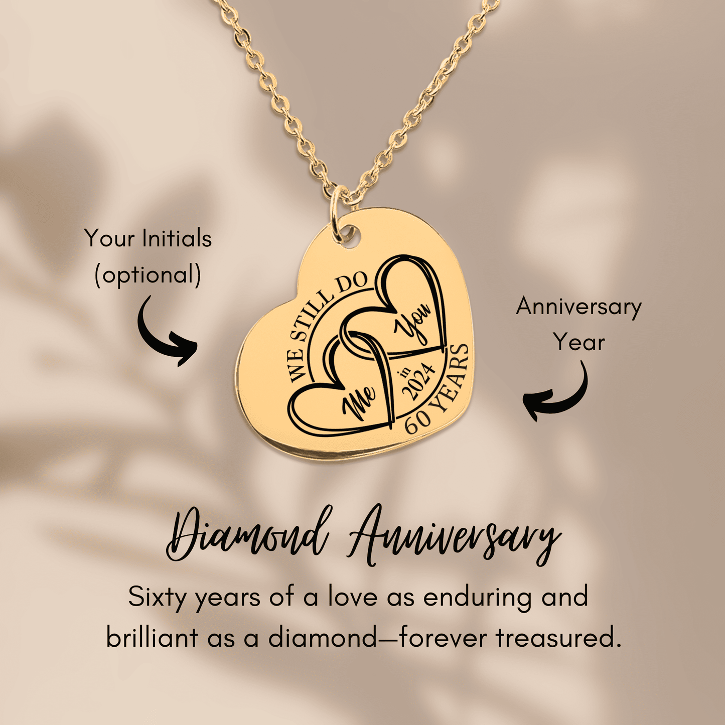 OWNPRINT 60th Years Anniversary Heart Necklace