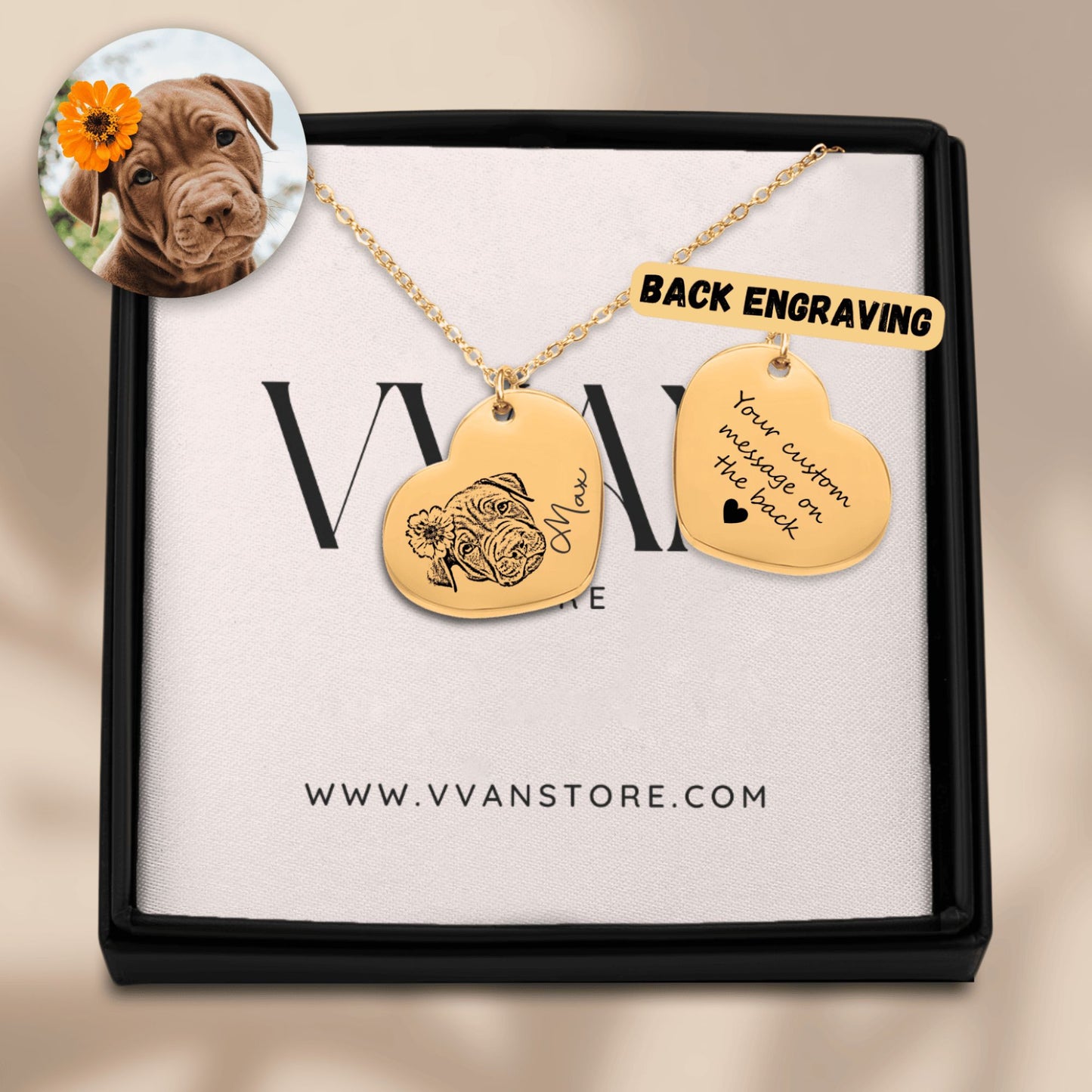 OWNPRINT Pet Portrait Heart Necklace