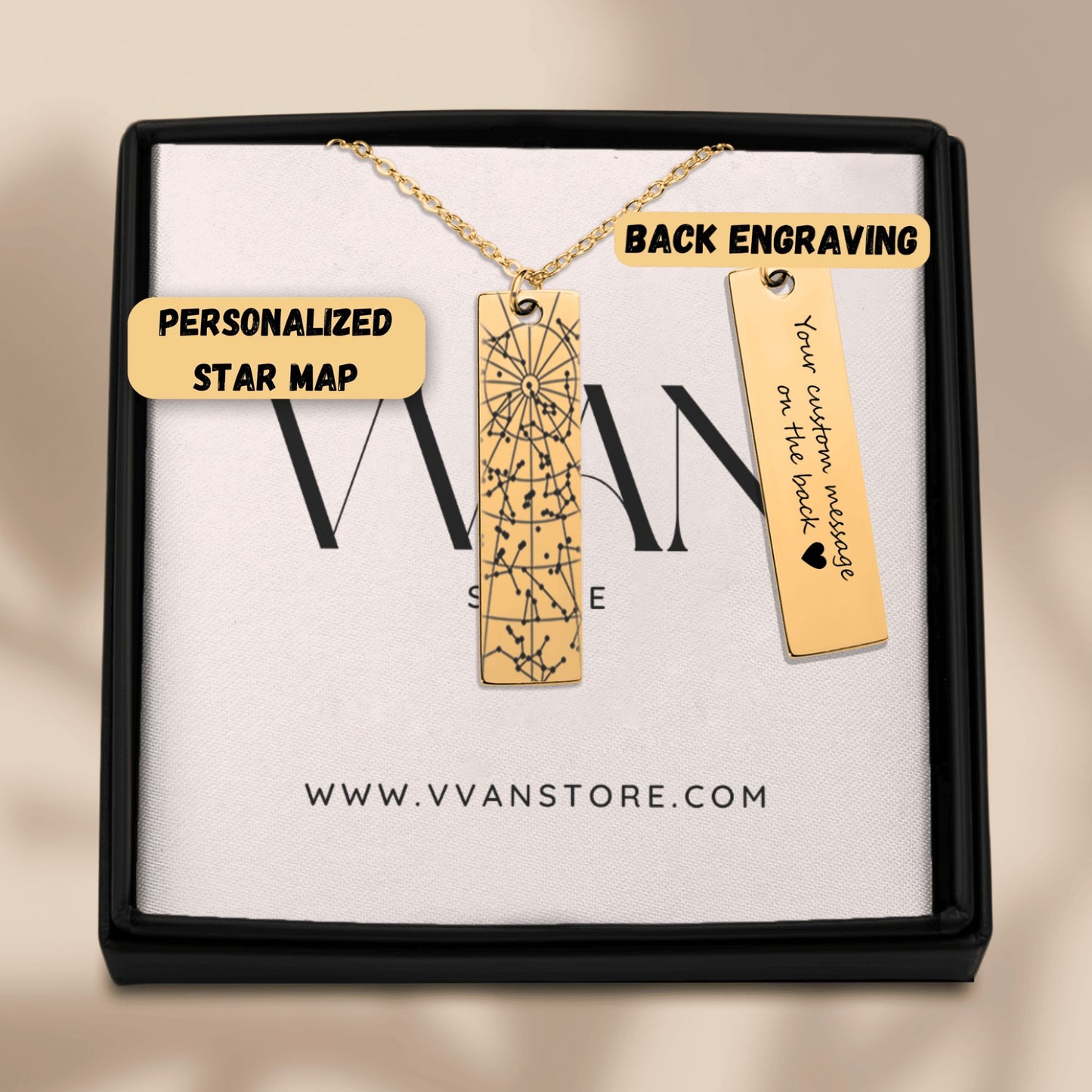 OWNPRINT StarMap Vertical Bar Necklace