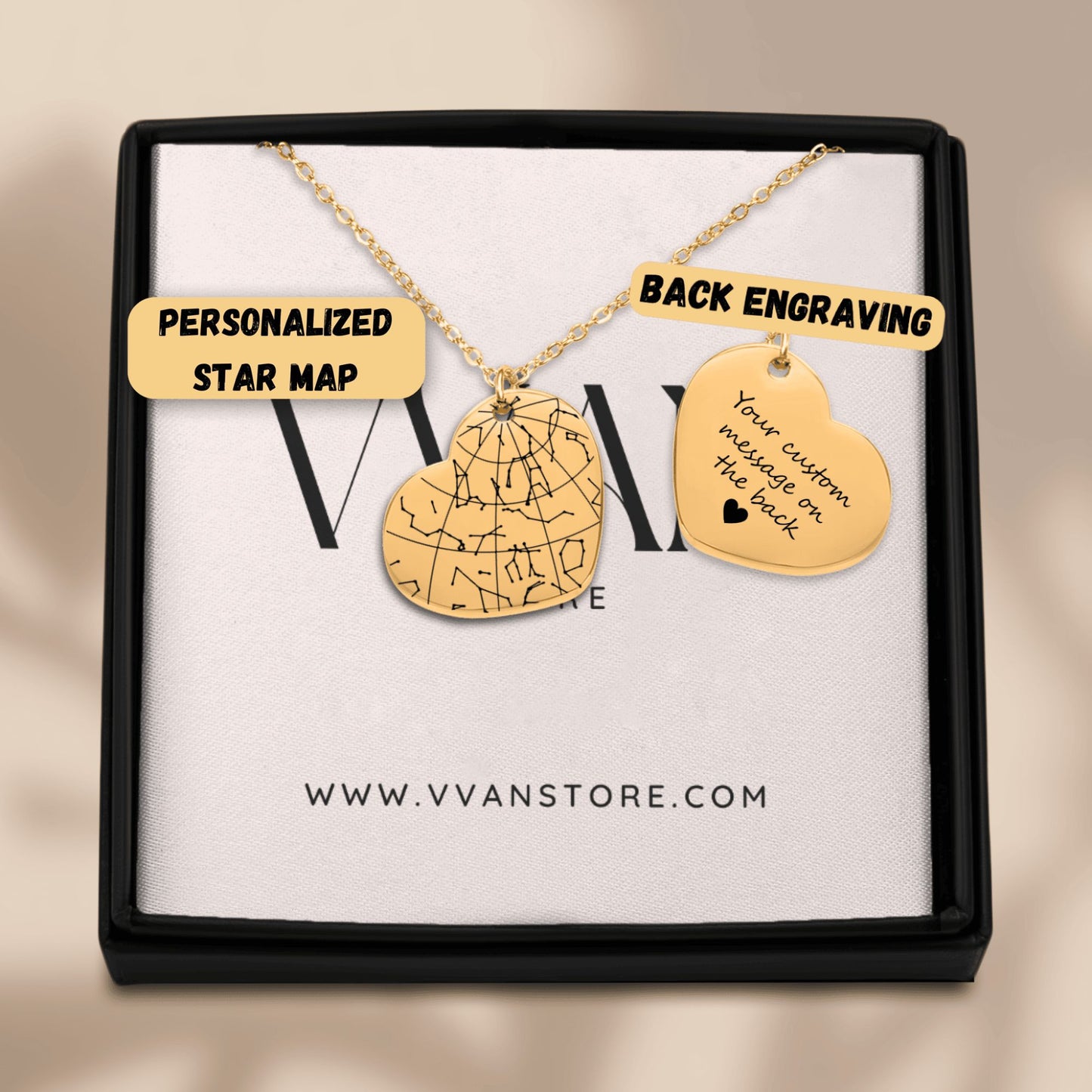 OWNPRINT Star Map Heart Necklace