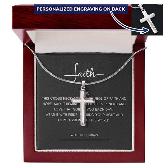 Personalized Engraved Stainless Steel Cross Necklace