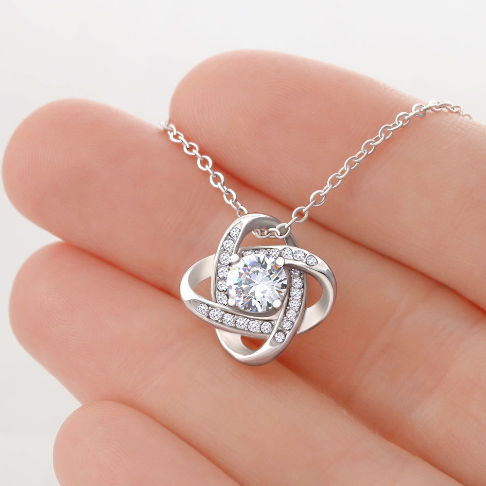 Love Knot Necklace - 14k White Gold Finish or 18k Yellow Gold Finish