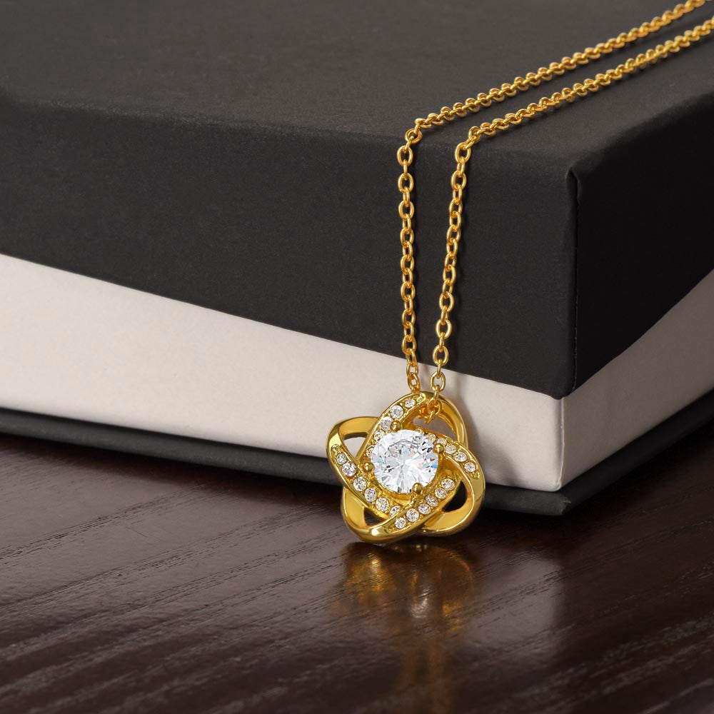 Love Knot Necklace - 14k White Gold Finish or 18k Yellow Gold Finish