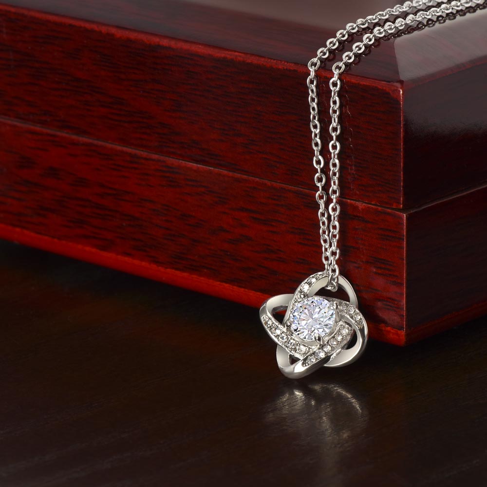 Love Knot Necklace - 14k White Gold Finish or 18k Yellow Gold Finish