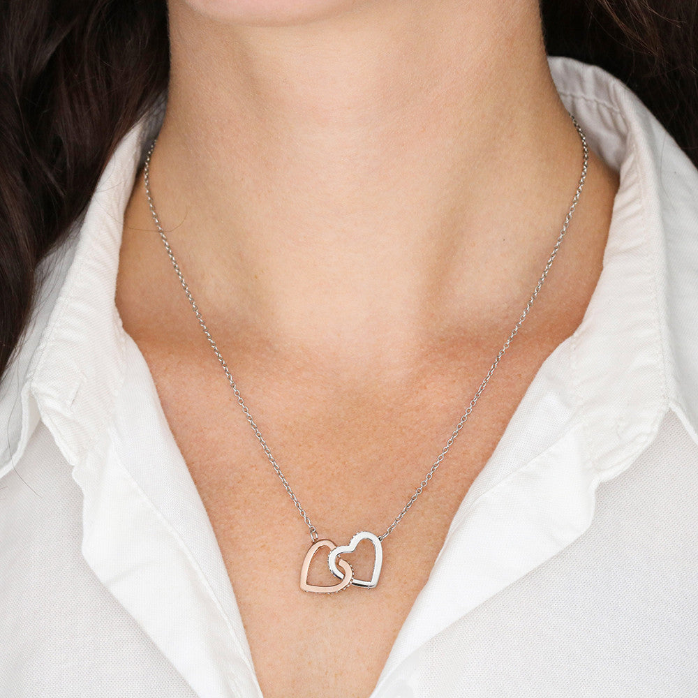 Interlocking Hearts Necklace - Cubic Zirconia Crystals