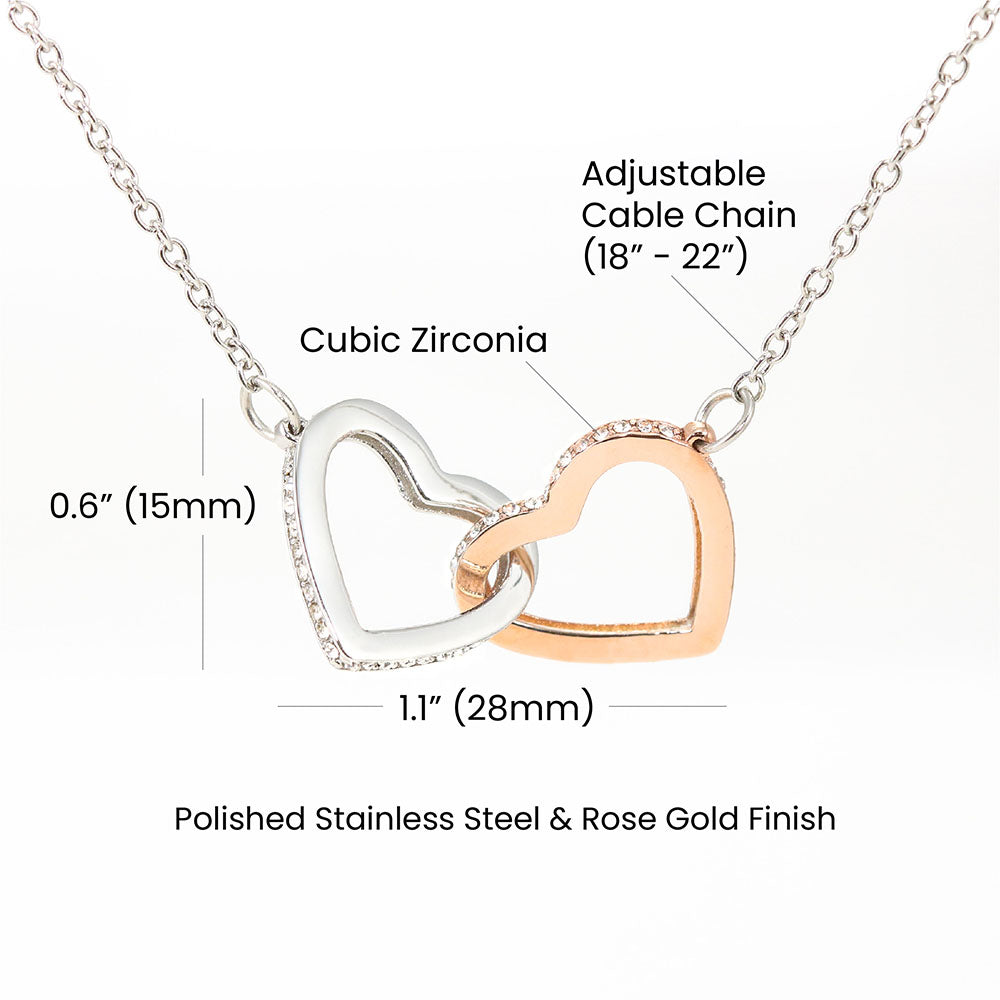 Interlocking Hearts Necklace - Cubic Zirconia Crystals