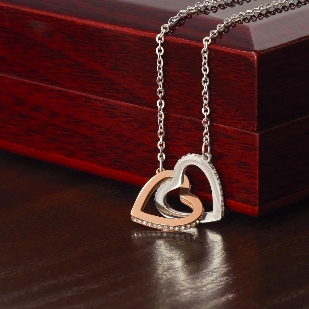 Interlocking Hearts Necklace - Cubic Zirconia Crystals