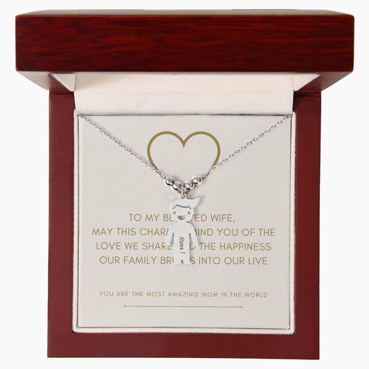 Personalized Engraved Kid Charm Necklace for My Wife