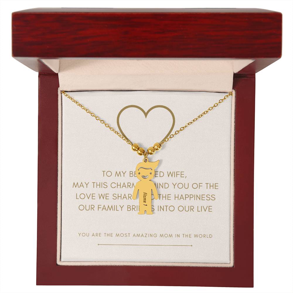 Personalized Engraved Kid Charm Necklace for My Wife