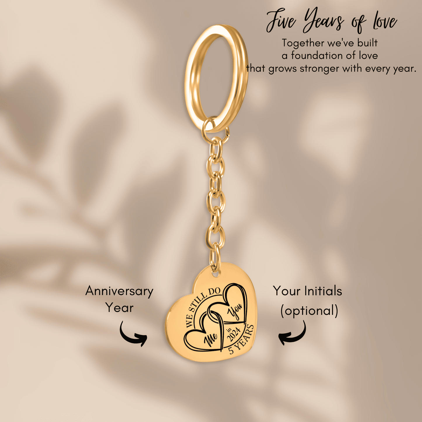 OWNPRINT 5 Years Anniversaries Heart Keychain