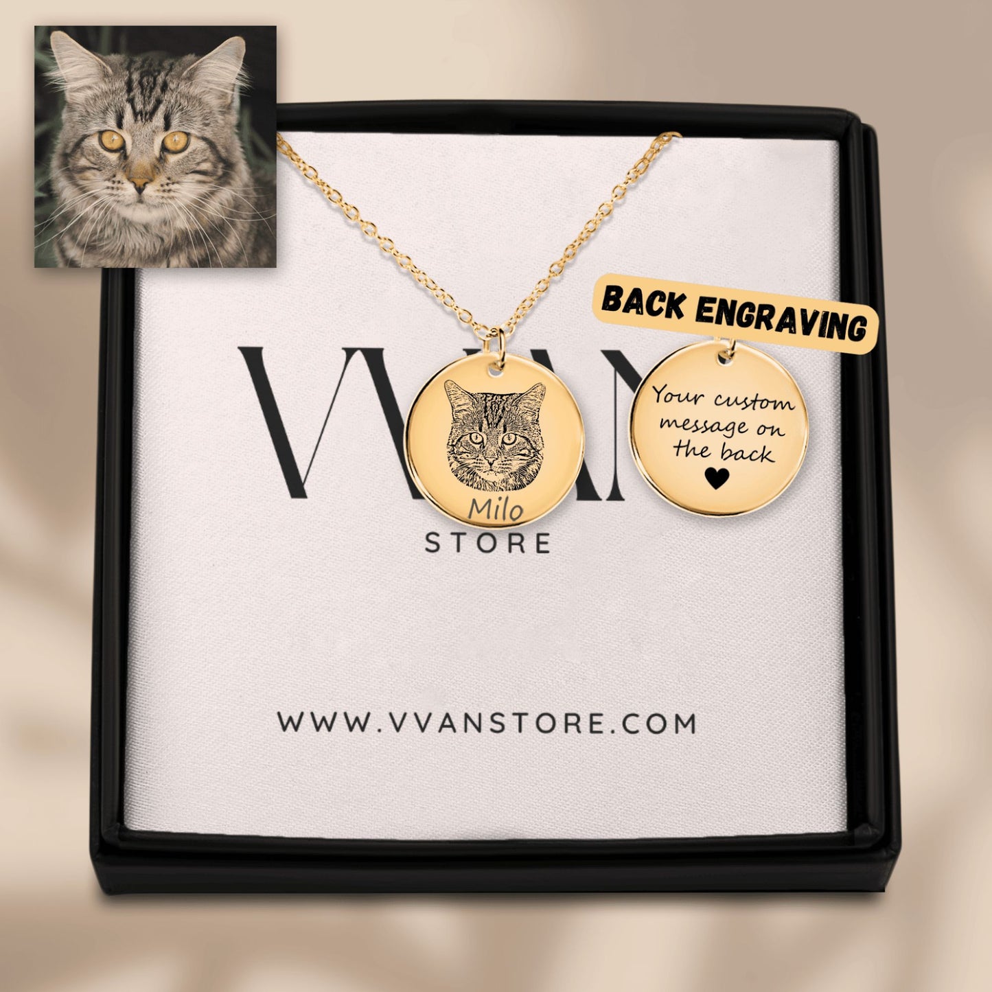 OWNPRINT Cat Portrait Necklace