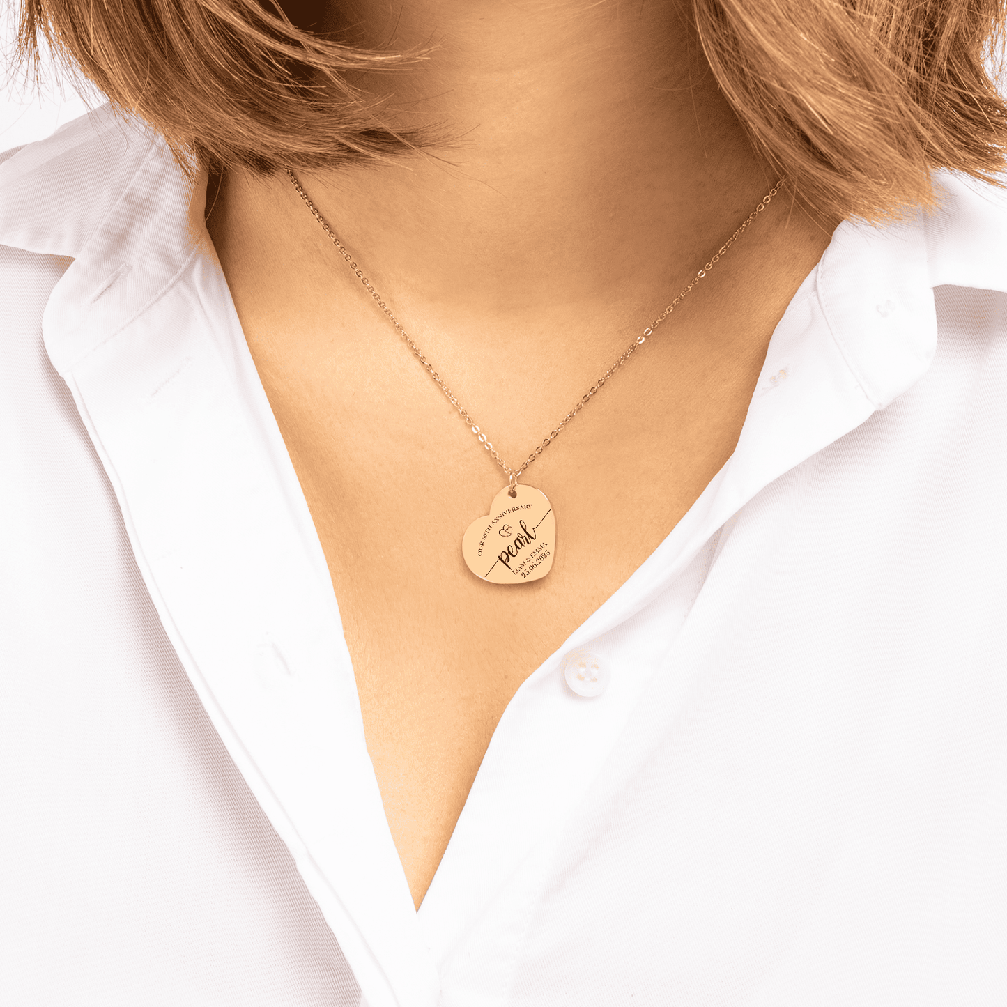 OWNPRINT 30th Pearl Anniversary Heart Necklace