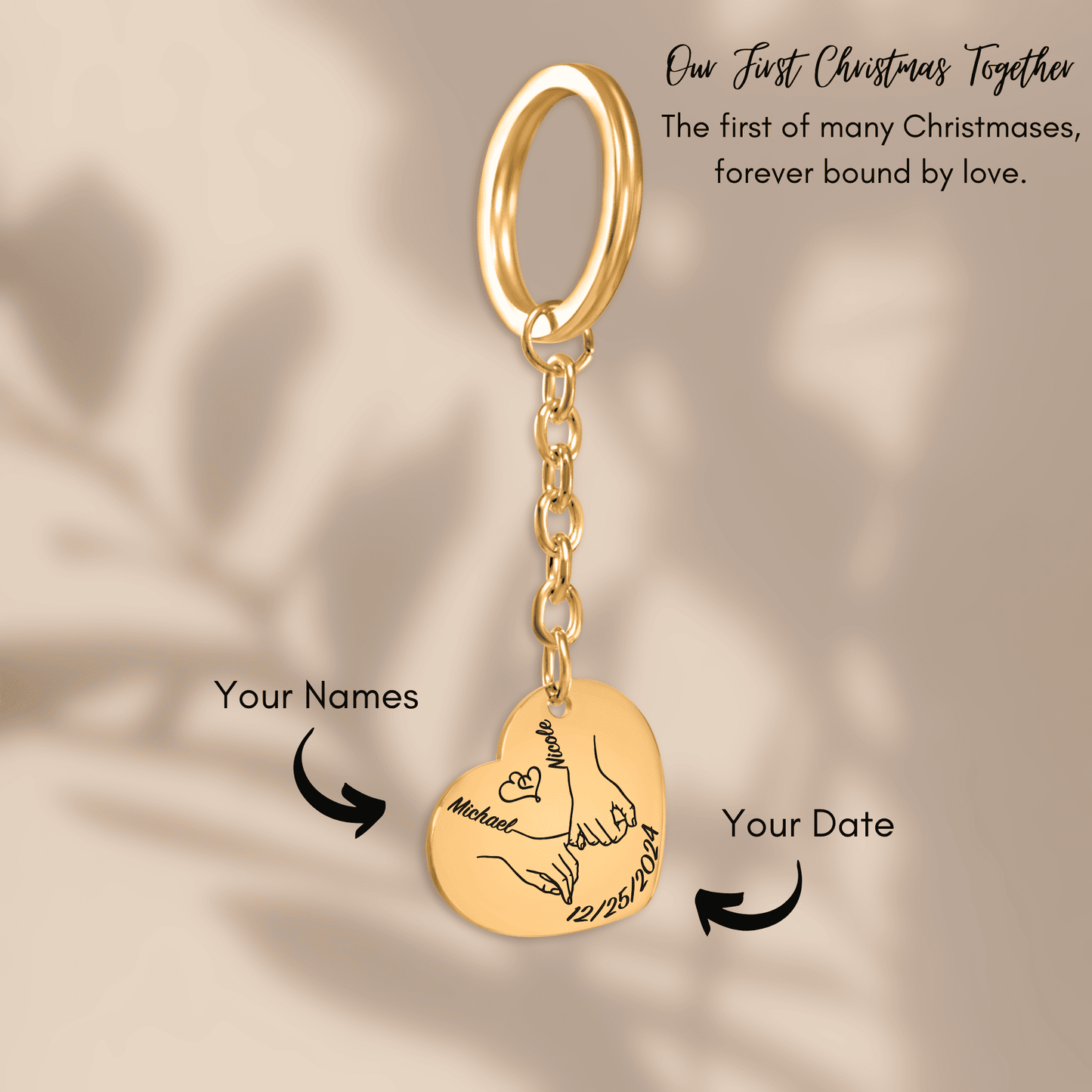 OWNPRINT Our First Christmas Together Heart Keychain