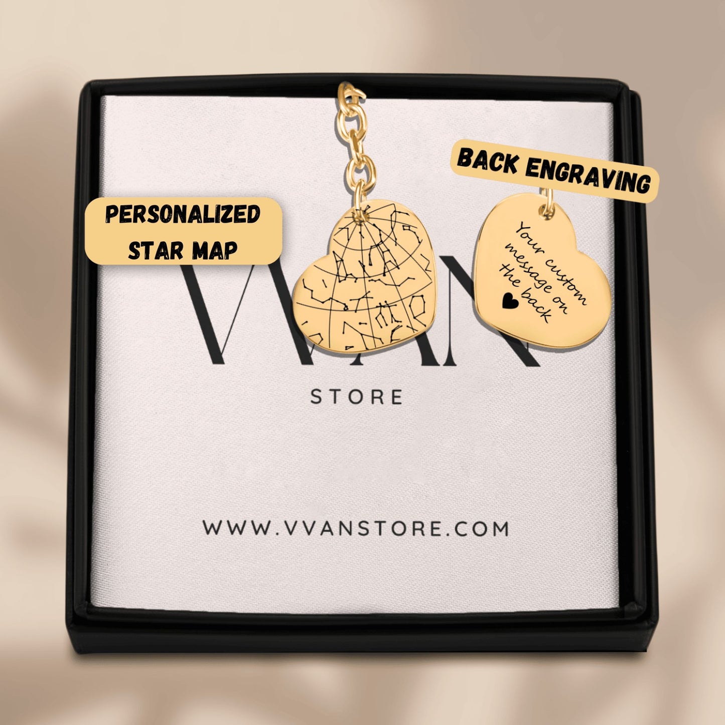 OWNPRINT Star Map Heart Keychain