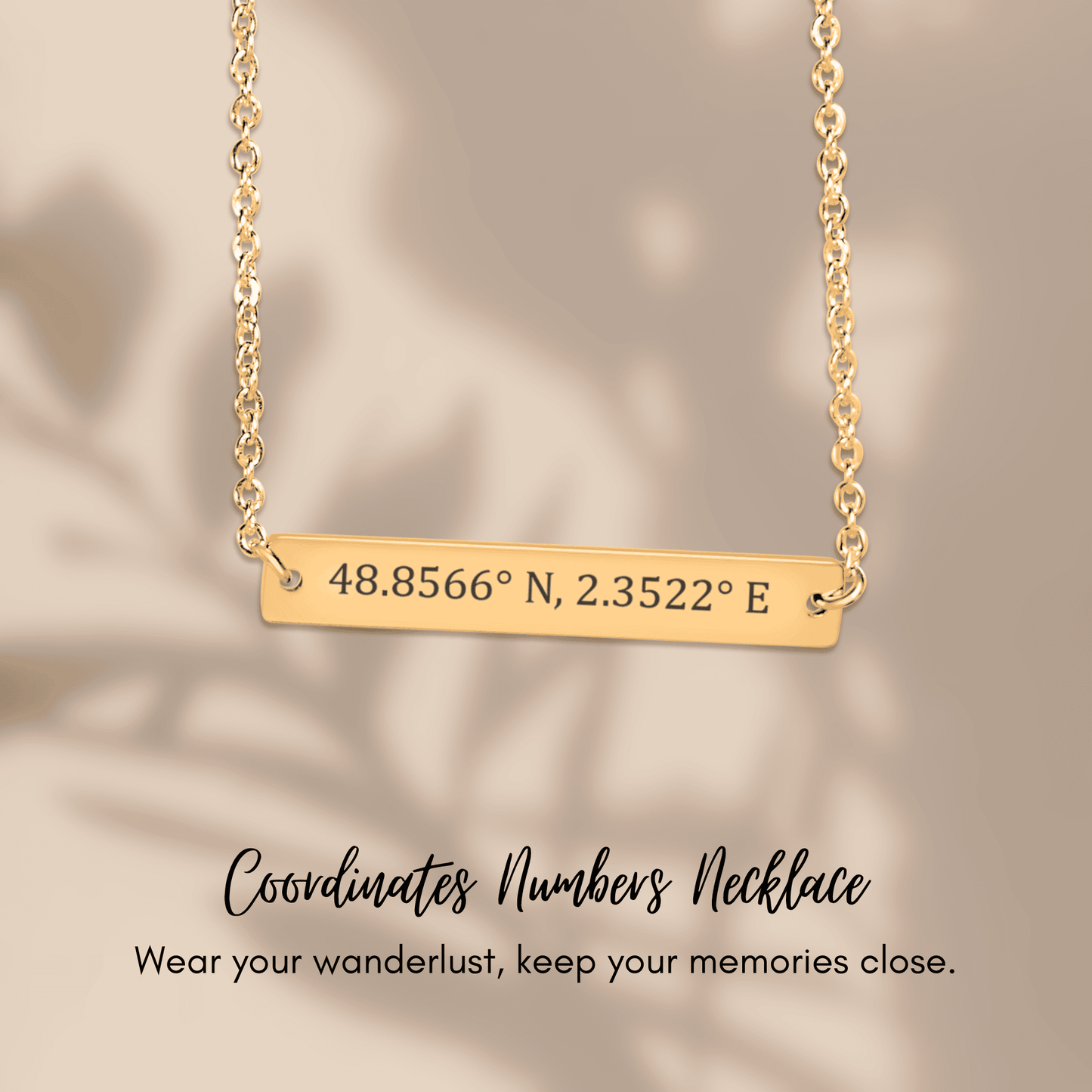 OWNPRINT Coordinates Numbers Horizontal Bar Necklace