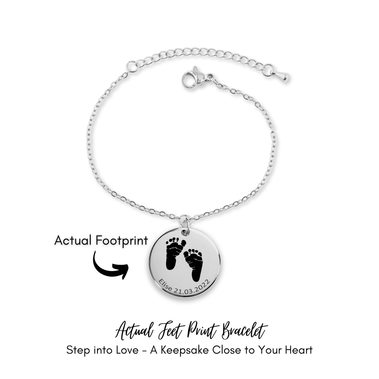 Actual Feet Print Coin Bracelet