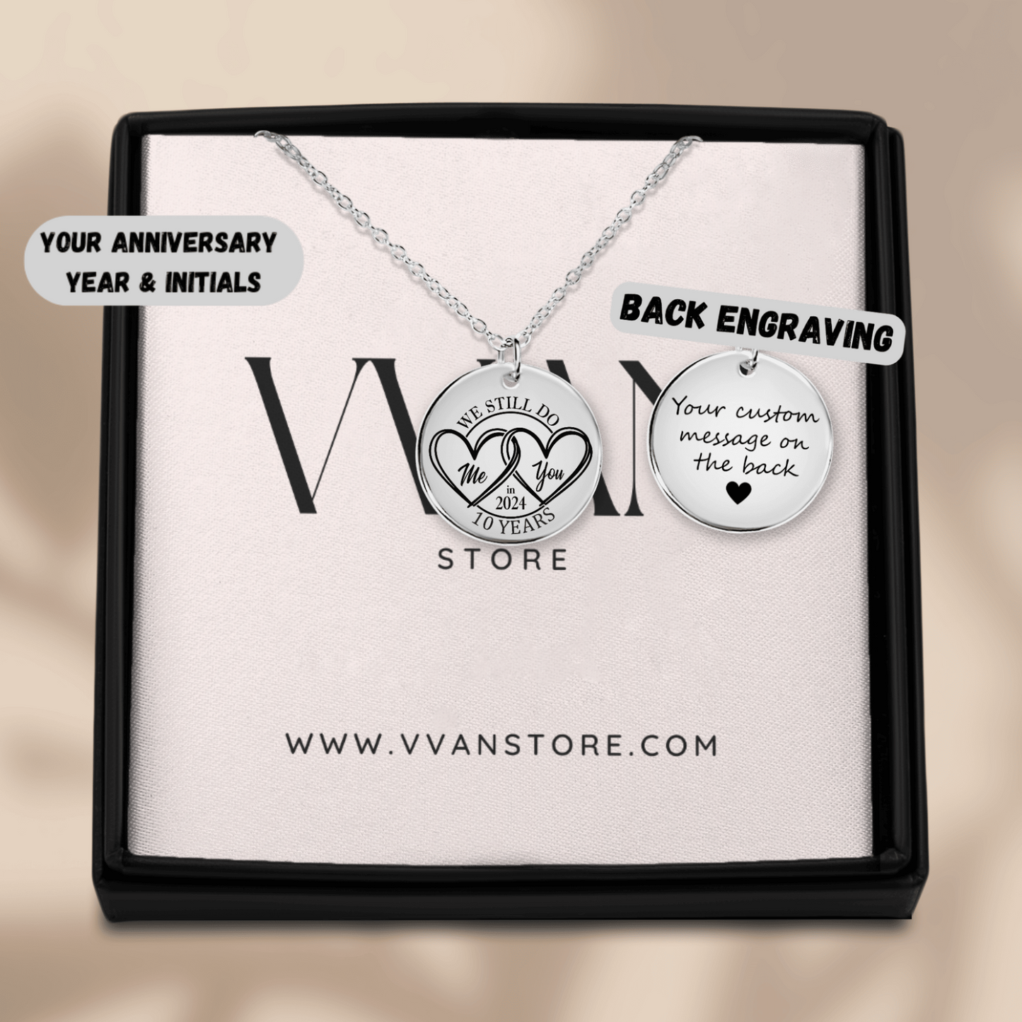 Personalized 10th Years Anniversary Coin Necklace