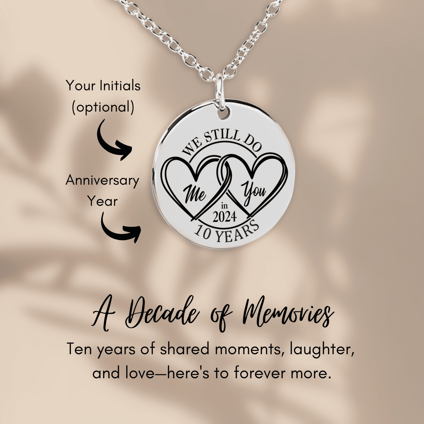 Personalized 10th Years Anniversary Coin Necklace